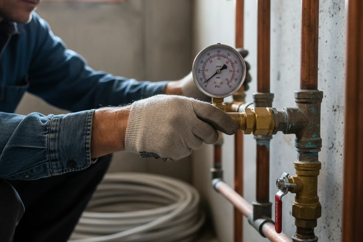 Pressure testing a repaired line during Water Line Repair in Purcellville